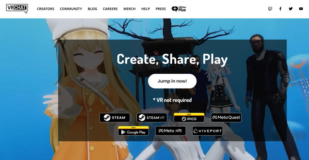 VRChatトップページ